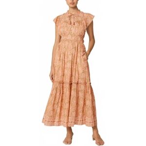 NEW Cleobella Indira Smocked Ankle Maxi Dress Size Small In Cecil Blush